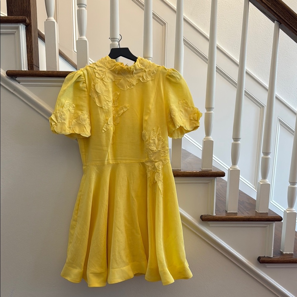 ANTONIO MELANI Yellow Ruffled Tiered Sundress